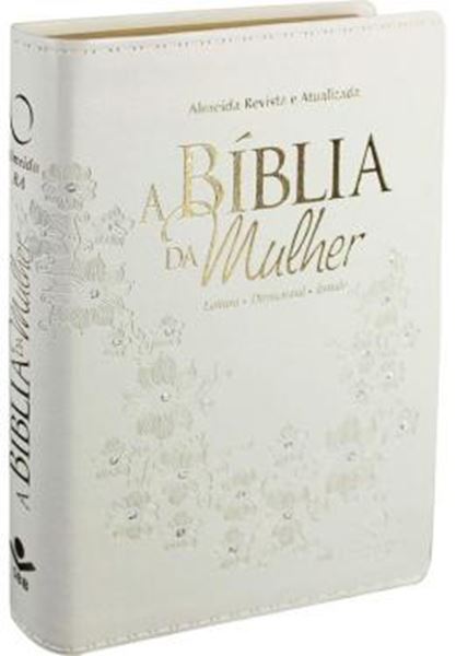 Picture of A BIBLIA DA MULHER - COURO SINTETICO BRANCO COM PEDRAS TAMANHO MEDIO